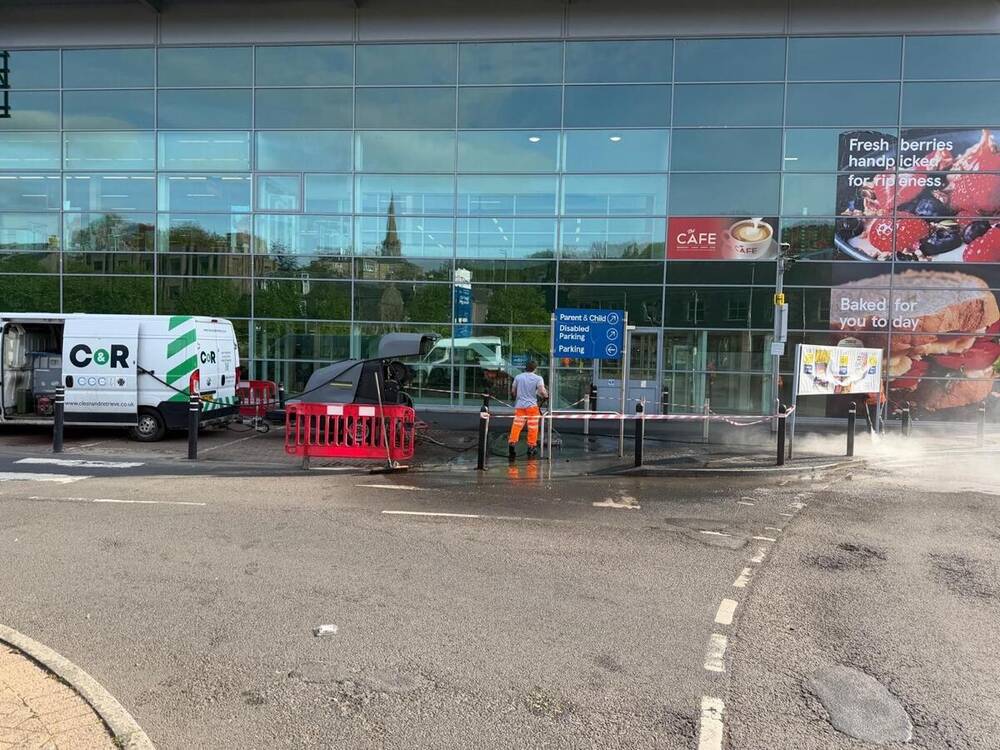 C&R cleaning a car park forecourt