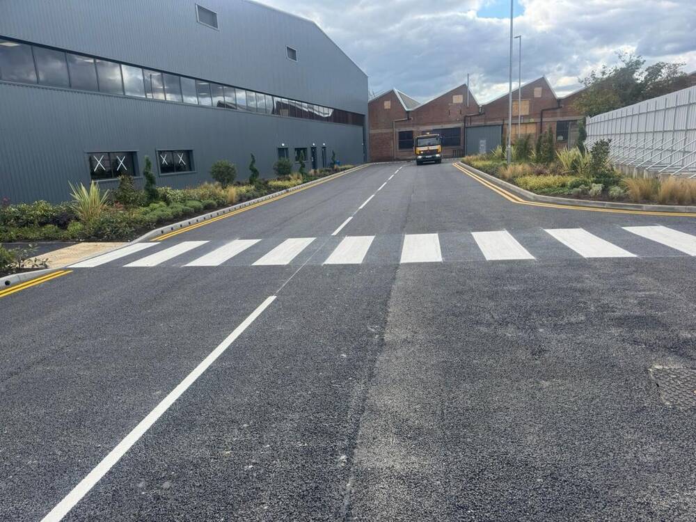 Repainted private-site road markings by C&R