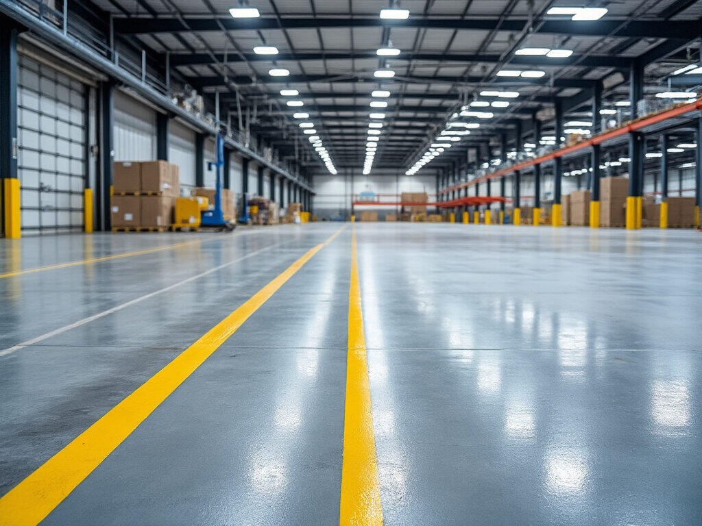 How important is surface preparation for line marking in a warehouse?