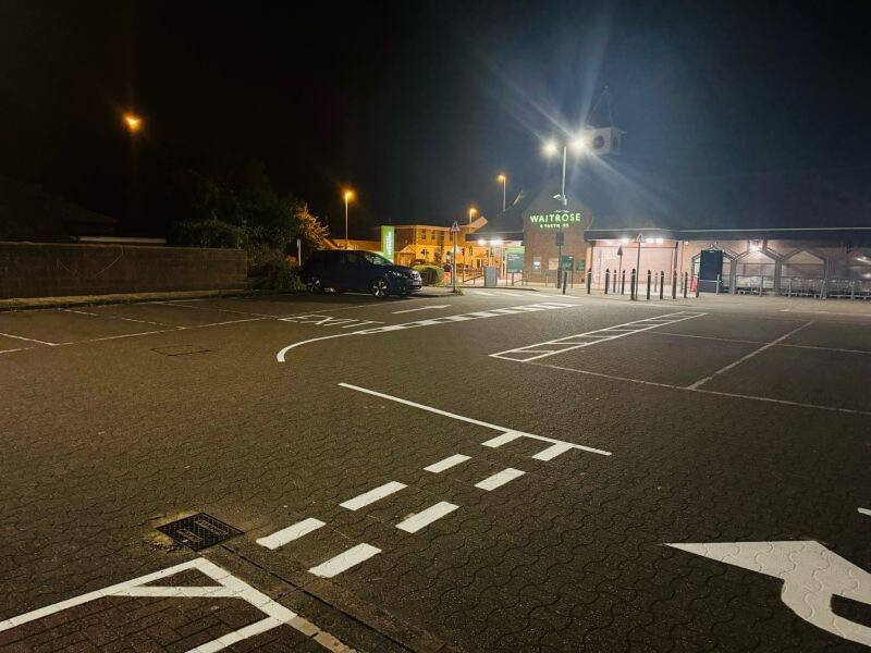 Refreshed line markings in a Waitrose & Partners car park
