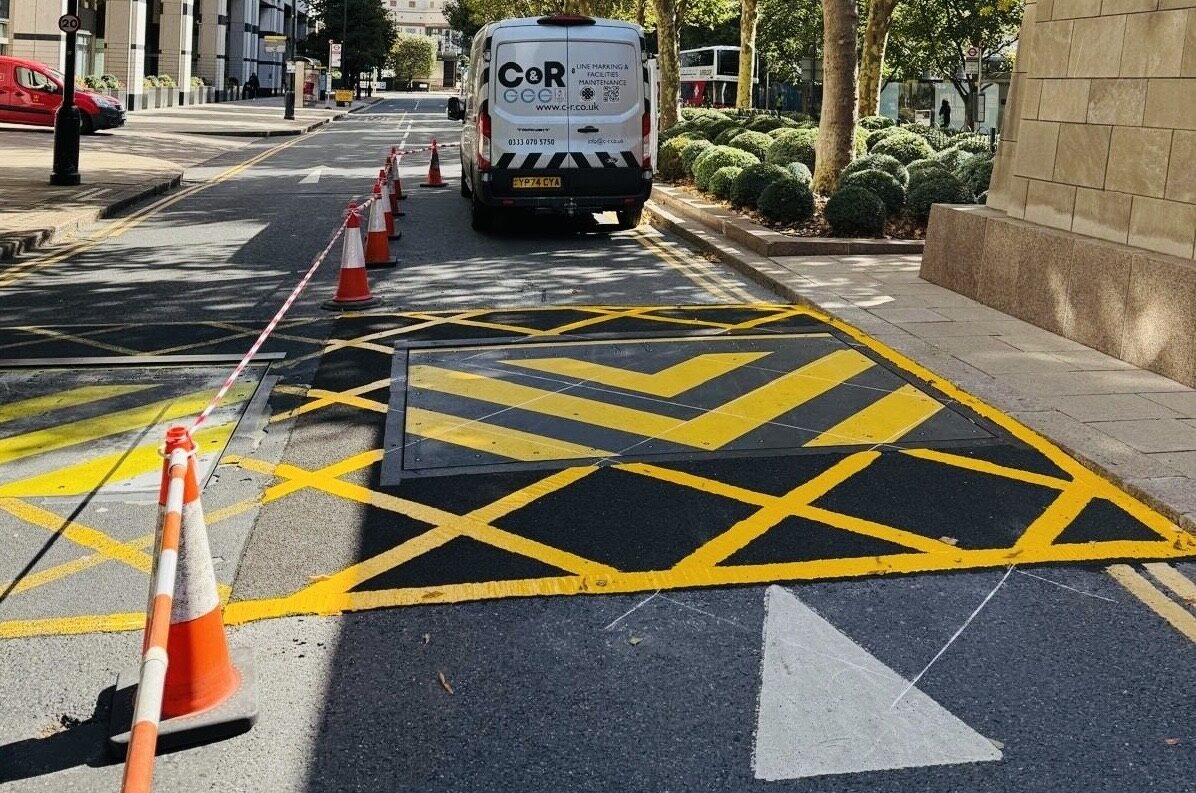 High-friction anti-skid surfacing at Canary Wharf